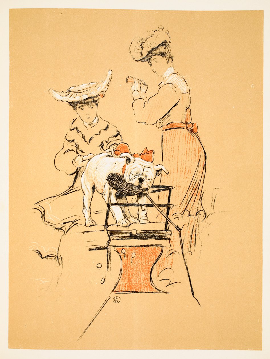 Kötélhúzás, "Egy meleg kutya, egy bolond év története" Aldin, Cecil Charles Windsor (1870-1935), megjelent William Heineman, 1905. 1. kiadás, illusztráció, kréta és zsírkréta papíron alkotó: Cecil Charles Windsor Aldin