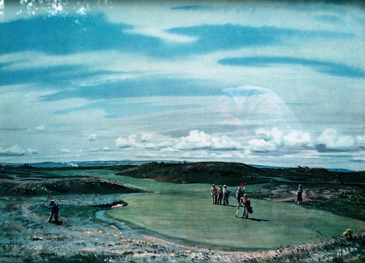 Cecil Aldin 1870-1935, golfpálya képzőművészeti nyomata, c1920 alkotó: Cecil Charles Windsor Aldin