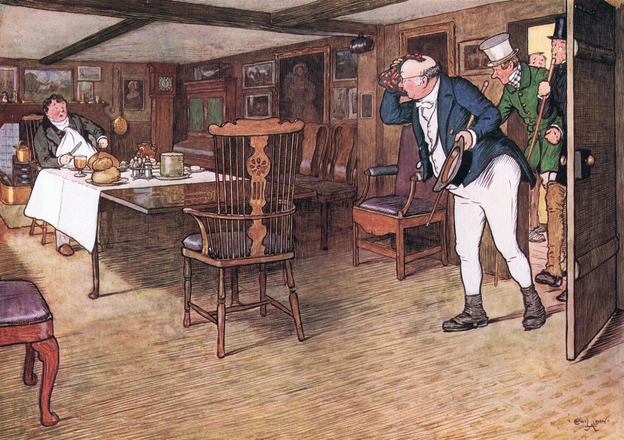 Tupman úr az asztalnál ült, úgy nézett ki, mint egy ember, aki búcsút vett ebből a világból (színes litho) alkotó: Cecil Charles Windsor Aldin