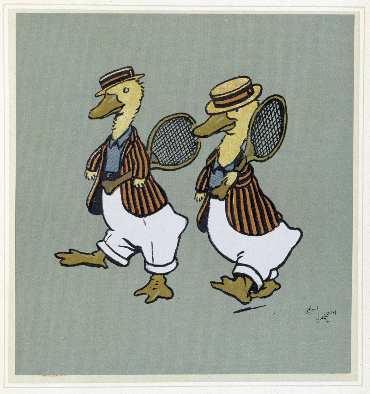 Deux ducks en suit de tennis - a „Merry Party”-ban, ill. Cécil Aldin, szerk. Hodder & Stoughton, London alkotó: Cecil Charles Windsor Aldin