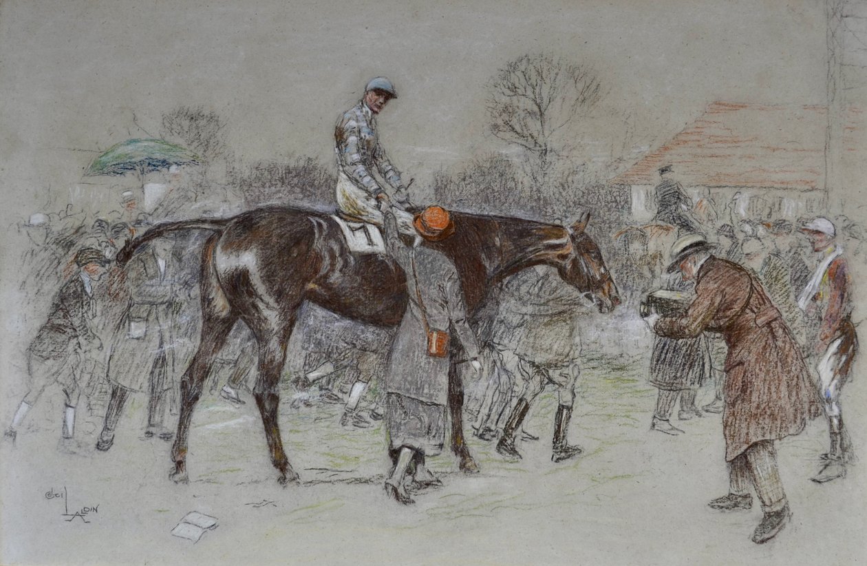 Vezessen a győztesben, miközben a bukmékerek ujjonganak, 1920-25 (pasztell) alkotó: Cecil Charles Windsor Aldin