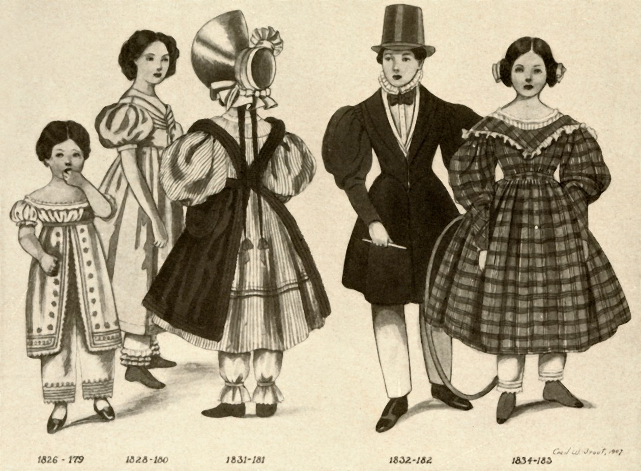 Gyermekruházat 1820-1840, 1907, 1937. alkotó: Cecil W. Trout