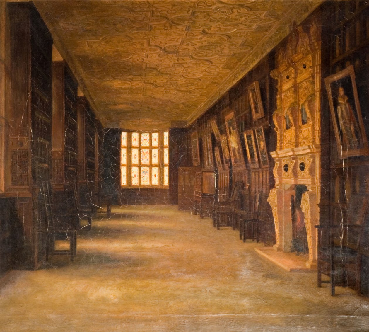 Kilátás az Aston Hall hosszú galériájára, 1870-1880. alkotó: Cecilia C Foster