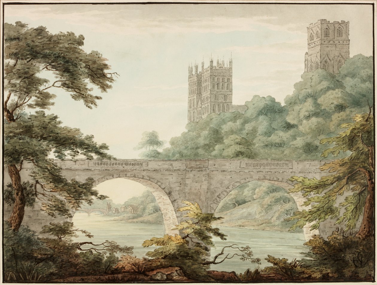 Durham katedrális, 1800-1810 körül (akvarell és tinta) alkotó: Cecilia Priscilla Cooke