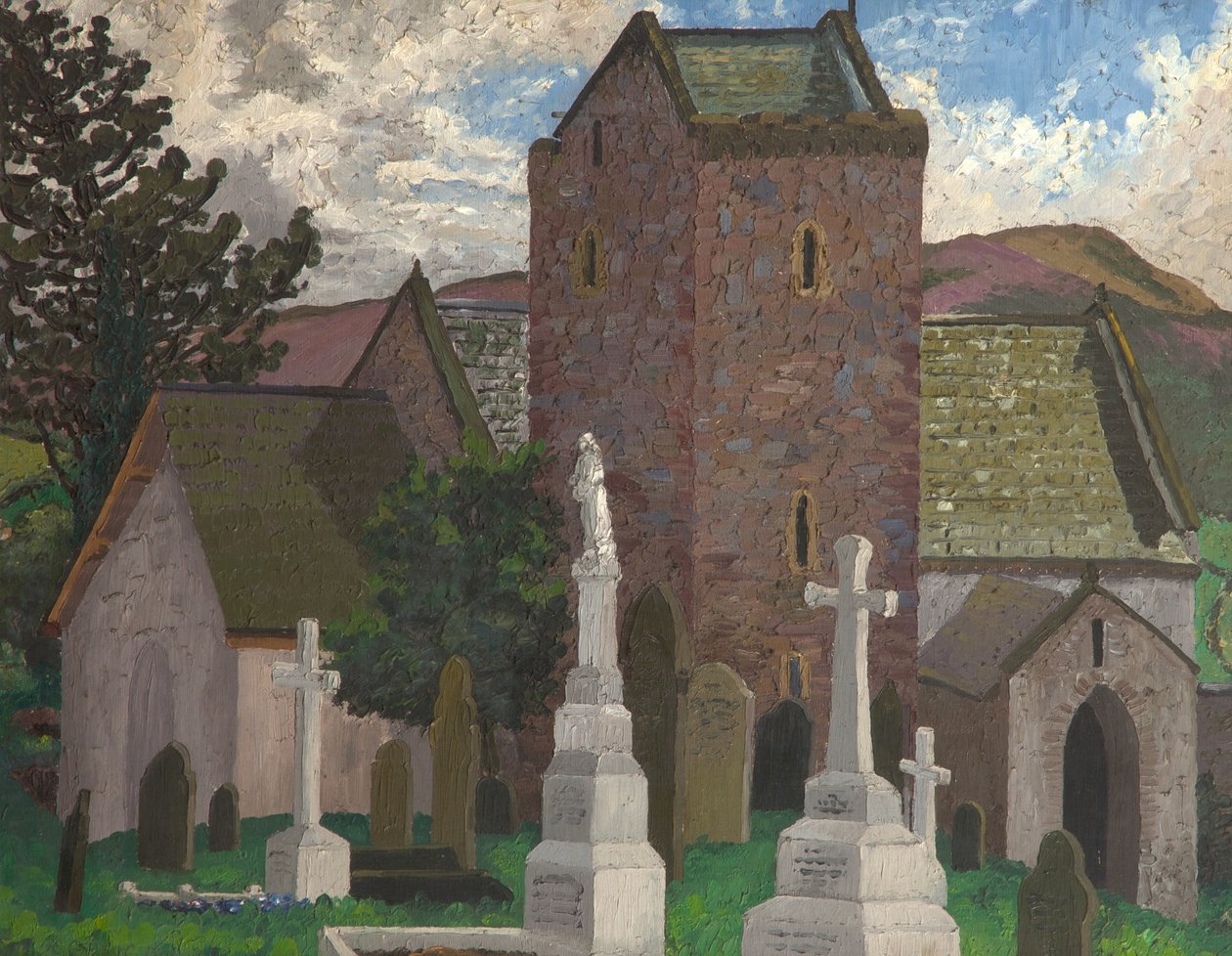 Llangennith Church, Dél-Wales, 1930 körül (olaj, vászon) alkotó: Cedric Morris