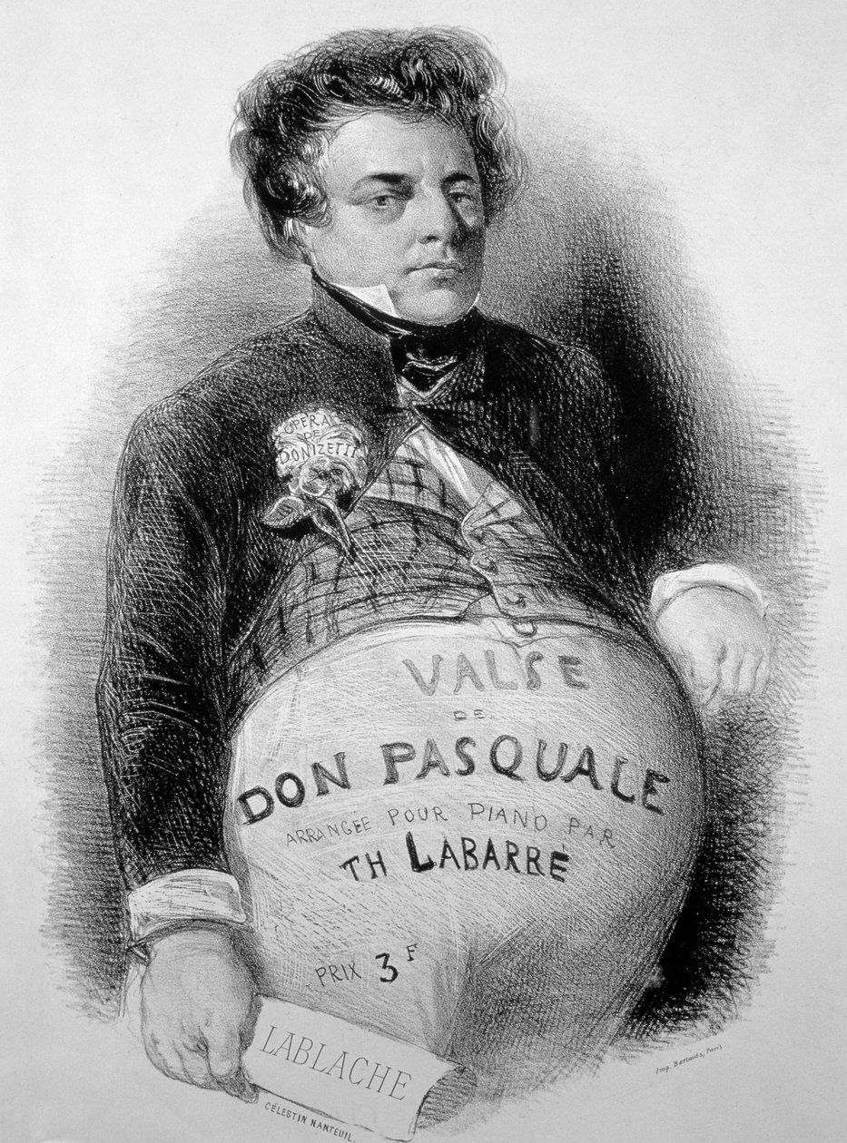 LABLACHE, Luigi (1794-1858) olasz basszusgitár Donizetti Don Pasquale-jának szerepében alkotó: Celestin Francois (after) Nanteuil