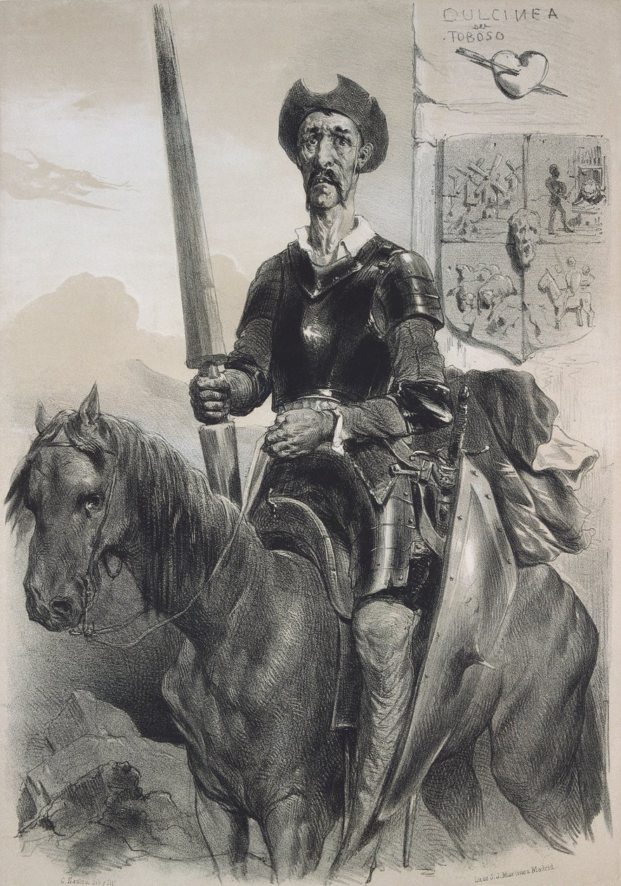 D. Quijote de la Mancha. 1856 (kőnyomat) alkotó: Celestin Francois Nanteuil