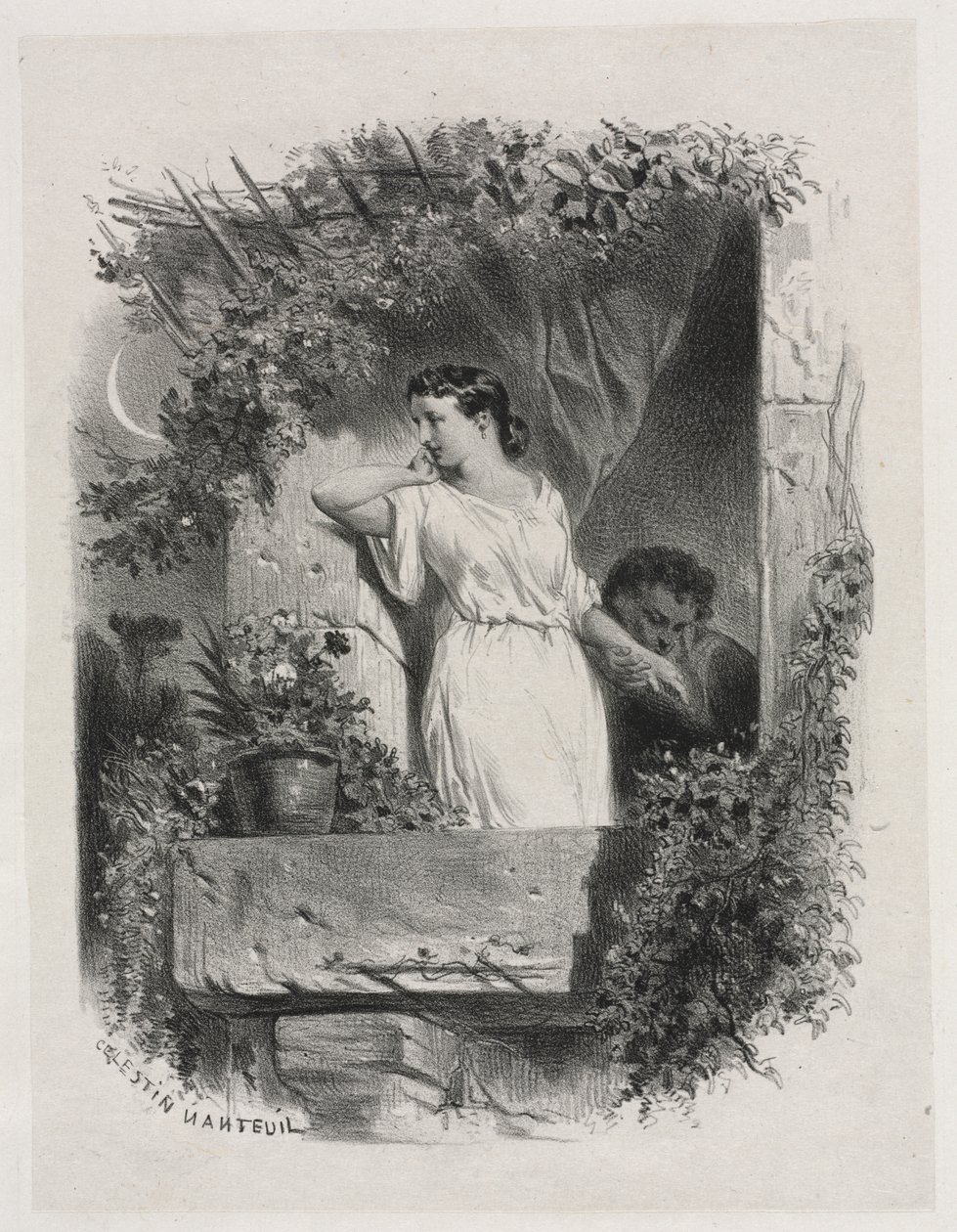 Az erkélyen alkotó: Celestin Francois Nanteuil