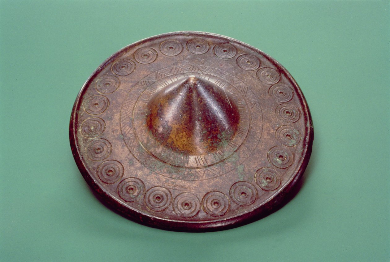 Vésett gombostűfej, Írországból, Kr.e. 700 körül (bronz) alkotó: Celtic