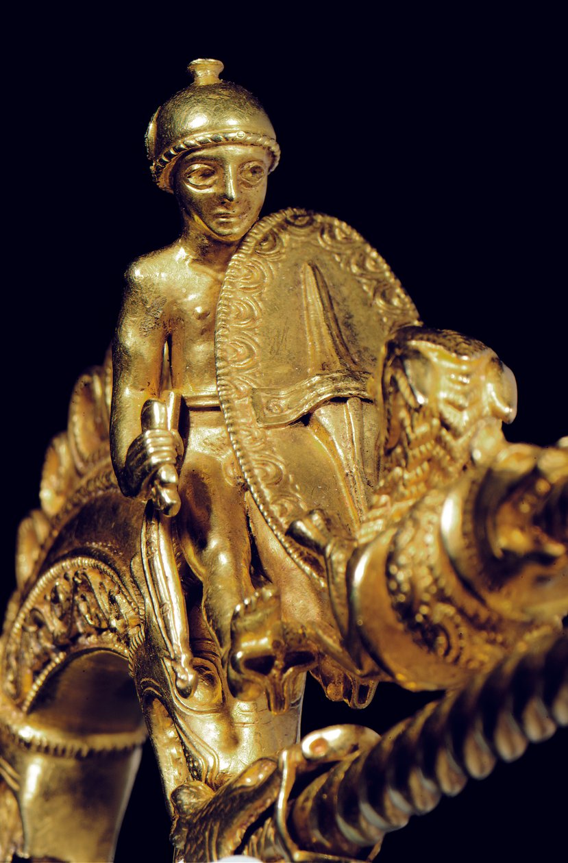 Nagyon fontos La Tene harcos fibula, részlet (arany) (lásd még: 1065822-6) alkotó: Celtic