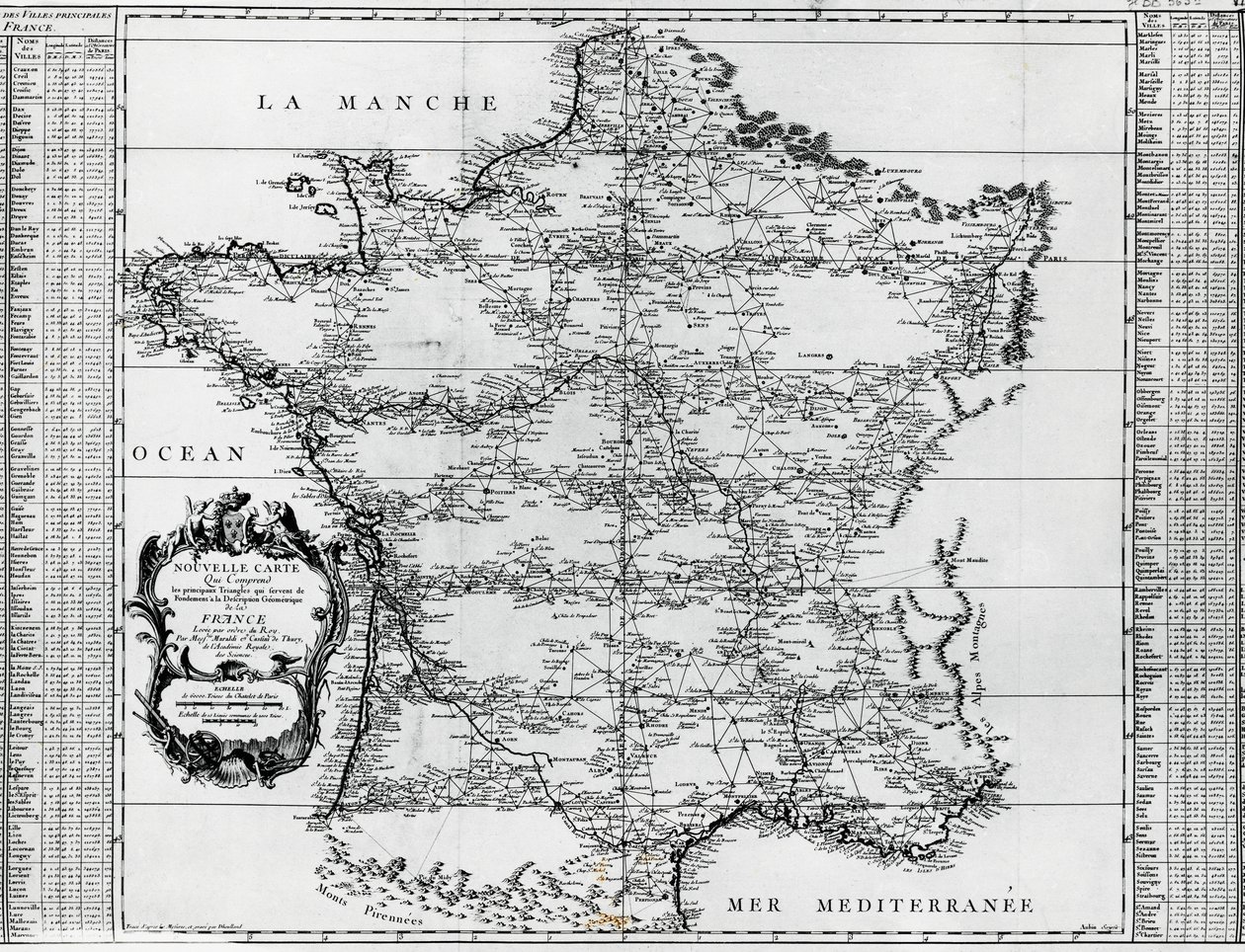 Franciaország térképe, Giovanni Domenico Maraldi (1709-1788) és Cesar-Francois Cassini de Thury vagy Cassini III (1714-1784), Franciaország alkotó: Cesar Francois Cassini de Thury