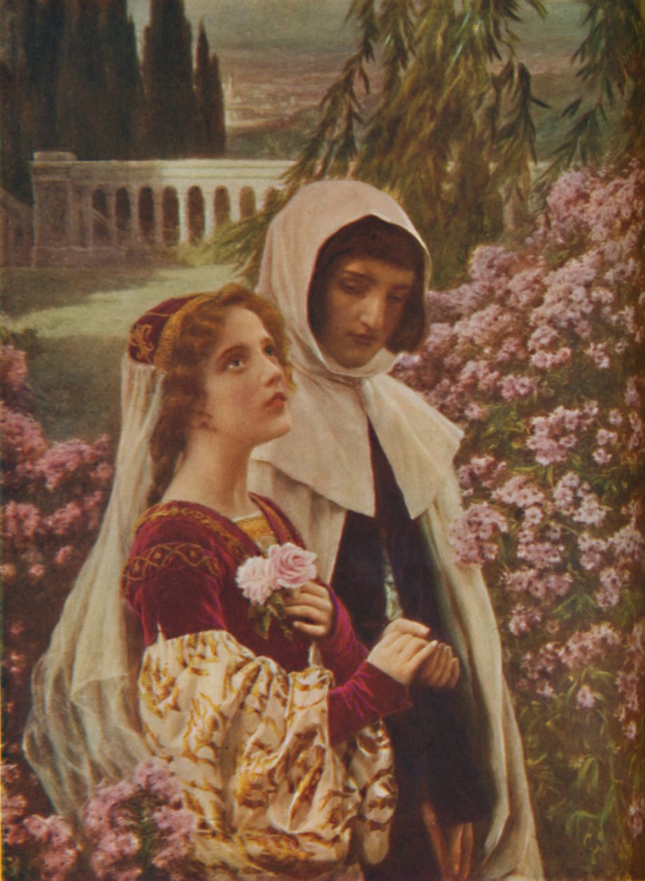 „Dante Alighieri – Dante és Beatrice a kertben”, 1925 alkotó: Cesar Saccagi