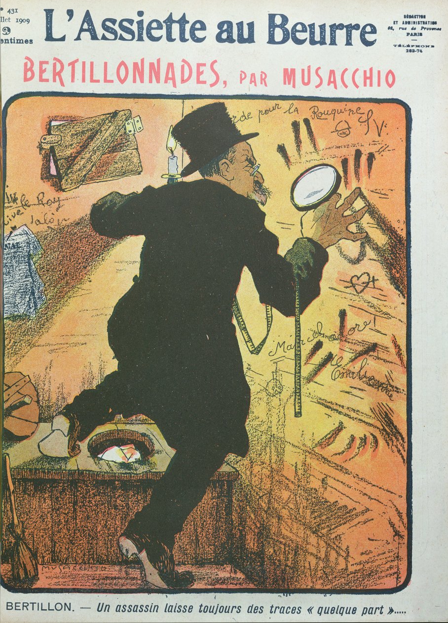 Doktor Alphonse Bertillon karikatúrája a L