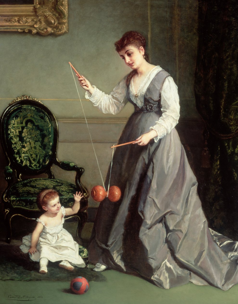 "Angyal és ördög" vagy "Játszik Diabolo, The-Devil-on-two-Sticks" 1868 alkotó: Cesare Felix dell Acqua
