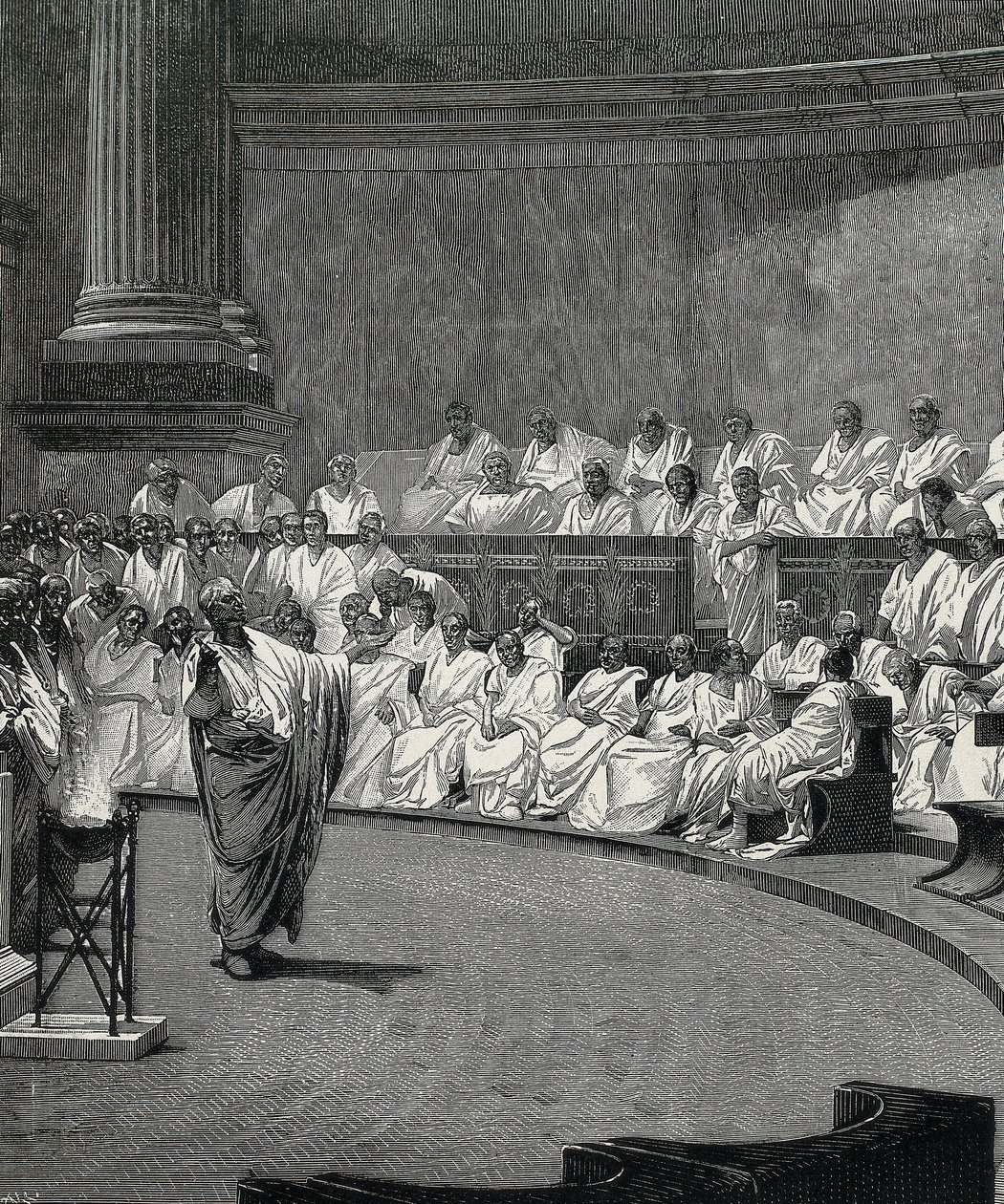Cicero elítéli az összeesküvő Catilinát (metszet) alkotó: Cesare (after) Maccari