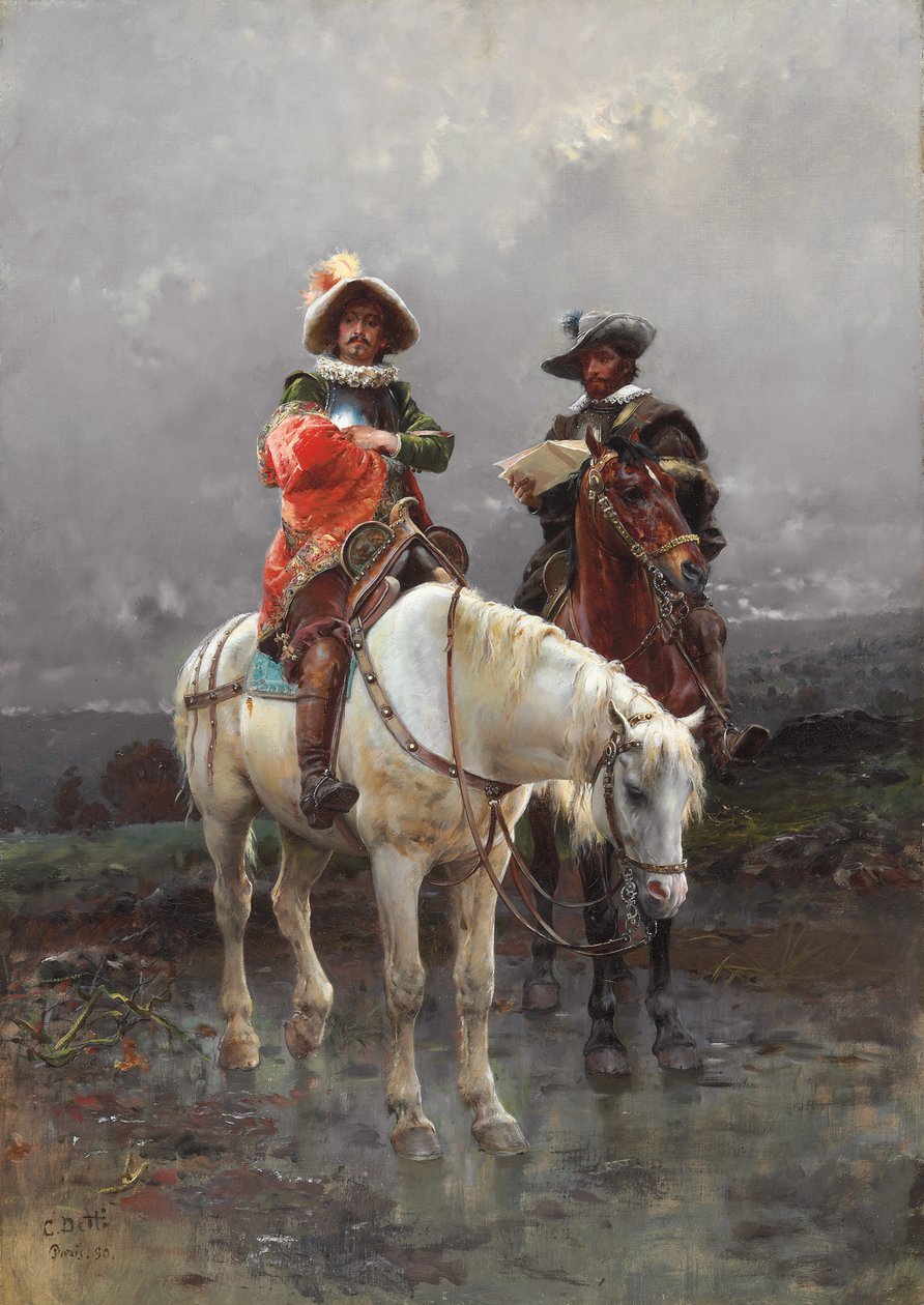 Egy lovas fehér lovon, 1890 alkotó: Cesare Auguste Detti
