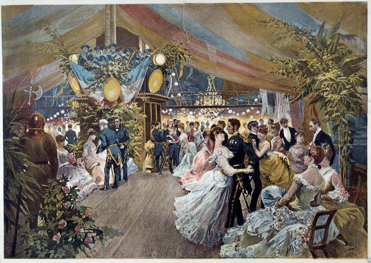 Bál a hajó fedélzetén Illusztráció: Cesare Detti (1847-1914) 19. századi Párizs, Musee Carnavalet alkotó: Cesare Auguste Detti