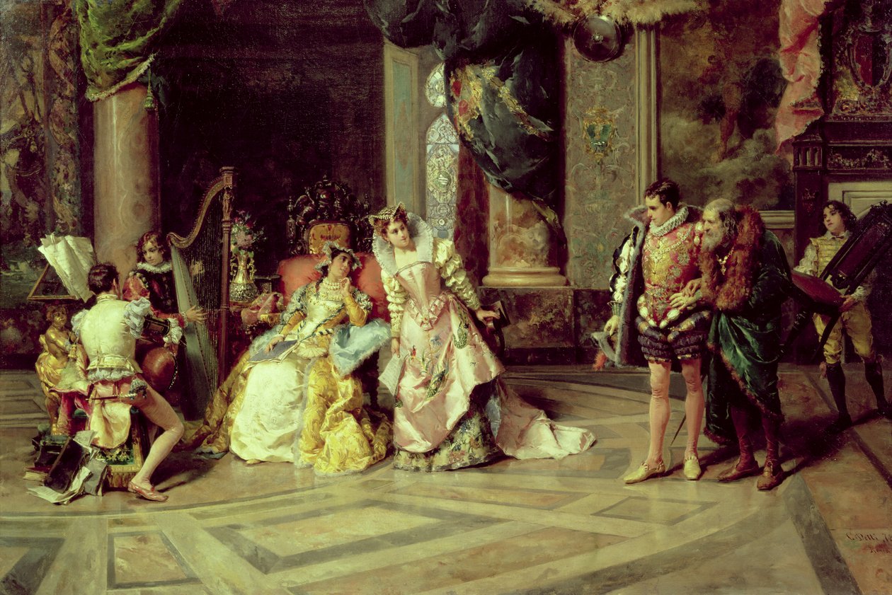 Galilei Izabella udvarában, 1878 alkotó: Cesare Auguste Detti