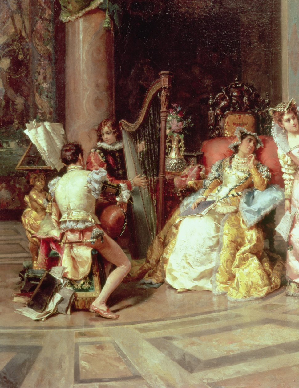 Galilei Izabella udvarában, részlet, 1878 alkotó: Cesare Auguste Detti