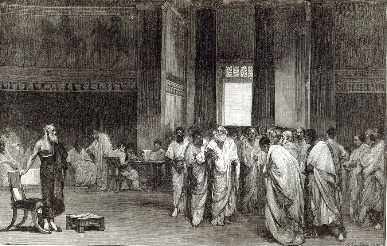 Appius Claudius ráveszi a Szenátust, hogy utasítsa vissza Pyrrhus békeajánlatát az 1891-es „Leisure Hour”-ból alkotó: Cesare Maccari