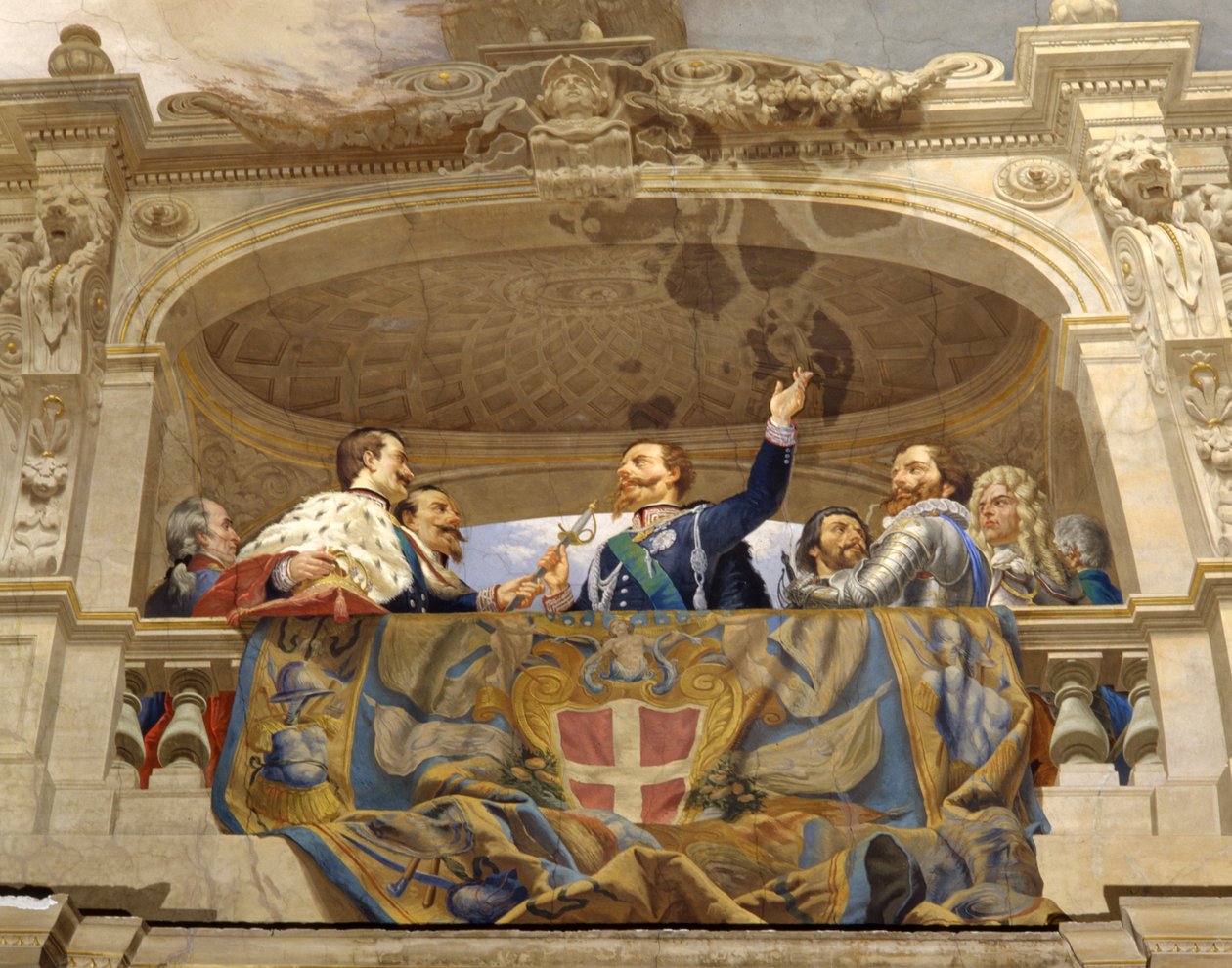Carlo Alberto átadja a kardot Vittorio Emanuele II-nek, részlet (3433390 részlet) alkotó: Cesare Mariani
