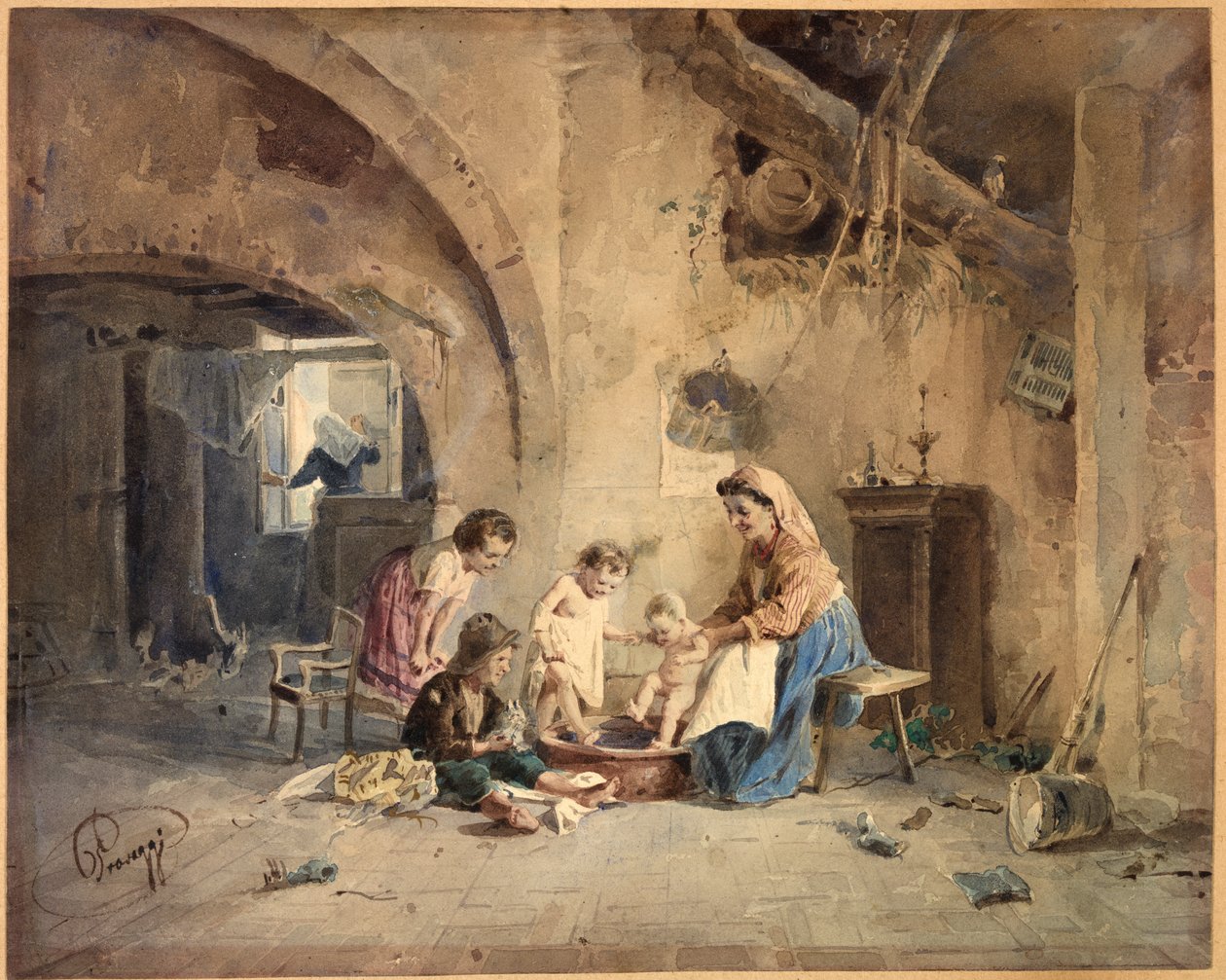 A fürdő, 19. század. alkotó: Cesare Provaggi