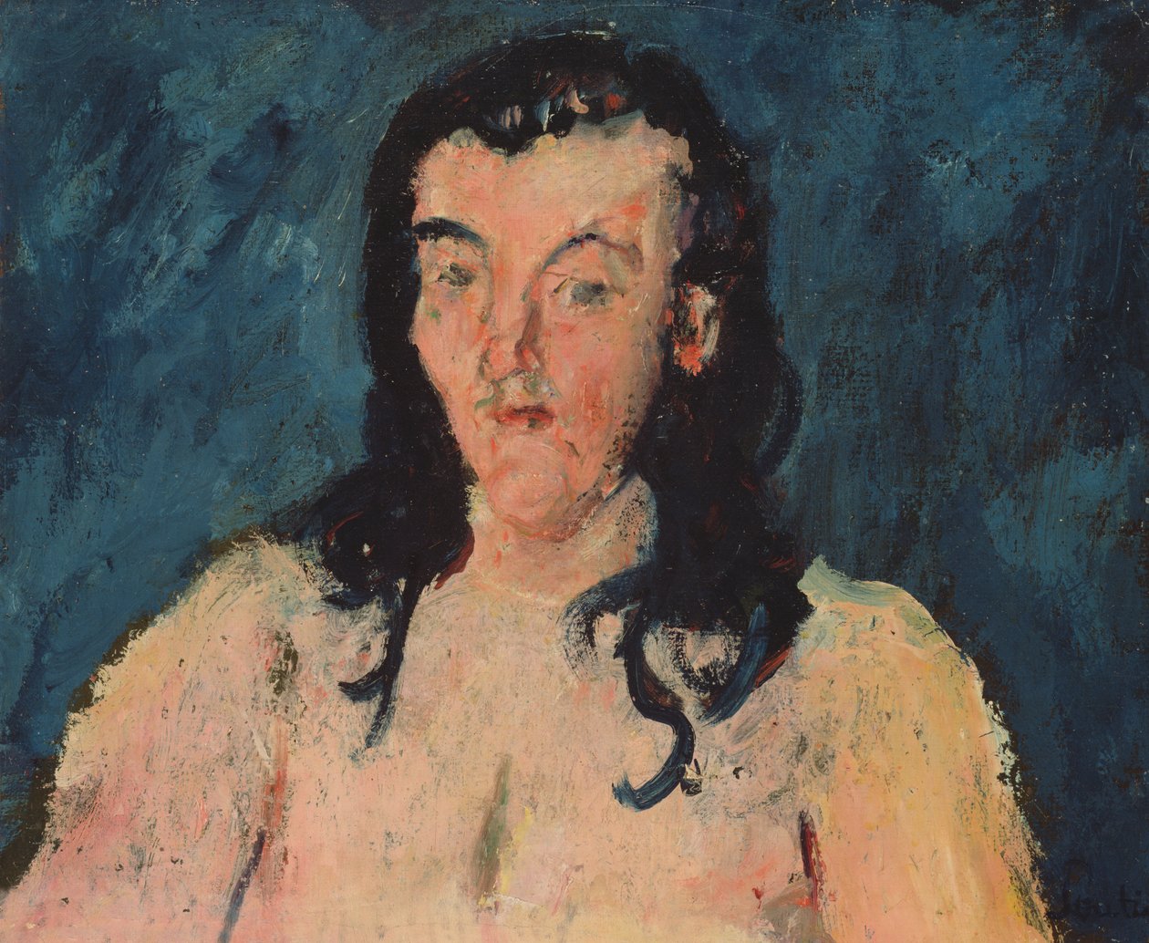 Törzs kék háttérrel, 1927-28 alkotó: Chaim Soutine
