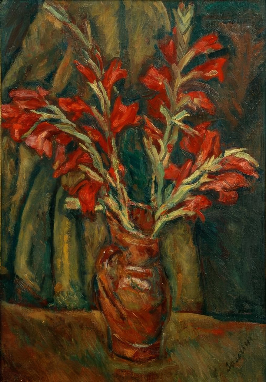 Ch. Soutine, piros kardvirág vázában alkotó: Chaim Soutine