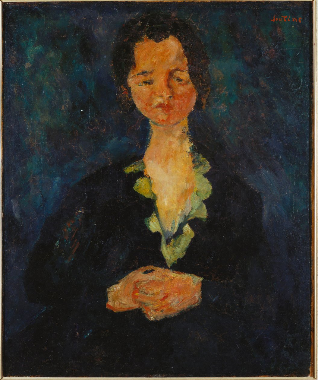Női portré kék háttérrel, 1927 alkotó: Chaim Soutine