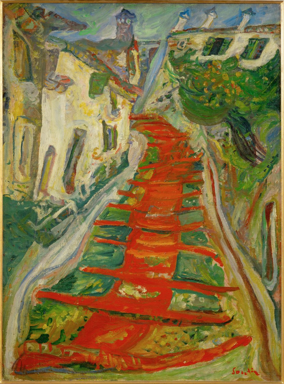 Red stairs in Cagnes (festmény vászonra) alkotó: Chaim Soutine