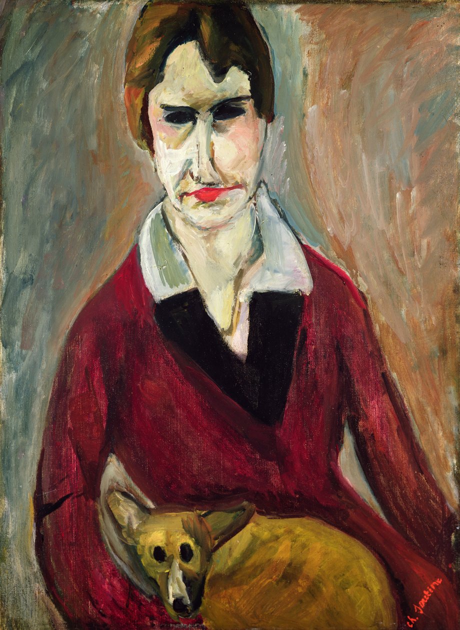 Nő kutyával, 1917-1918 körül (olaj, vászon) alkotó: Chaim Soutine