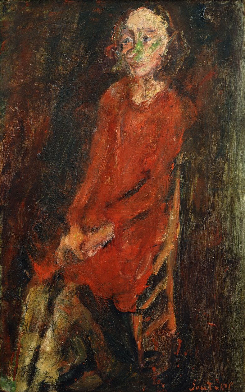 fiatal nő pirosban; Fiatal nő pirosban, 1928 alkotó: Chaim Soutine