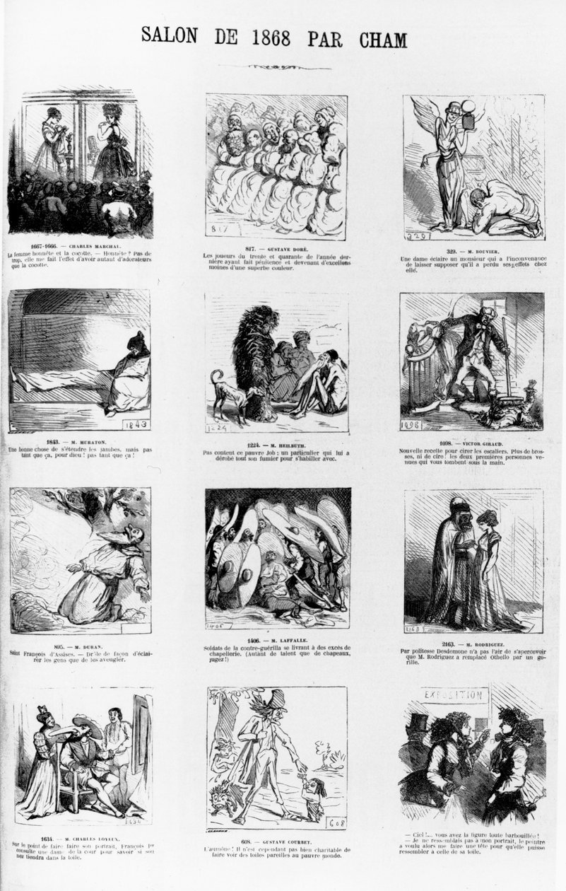 Szalon karikatúrák az 1868-as párizsi szalonról, a „Le Charivari” folyóiratból, 1868. május 31. alkotó: Cham