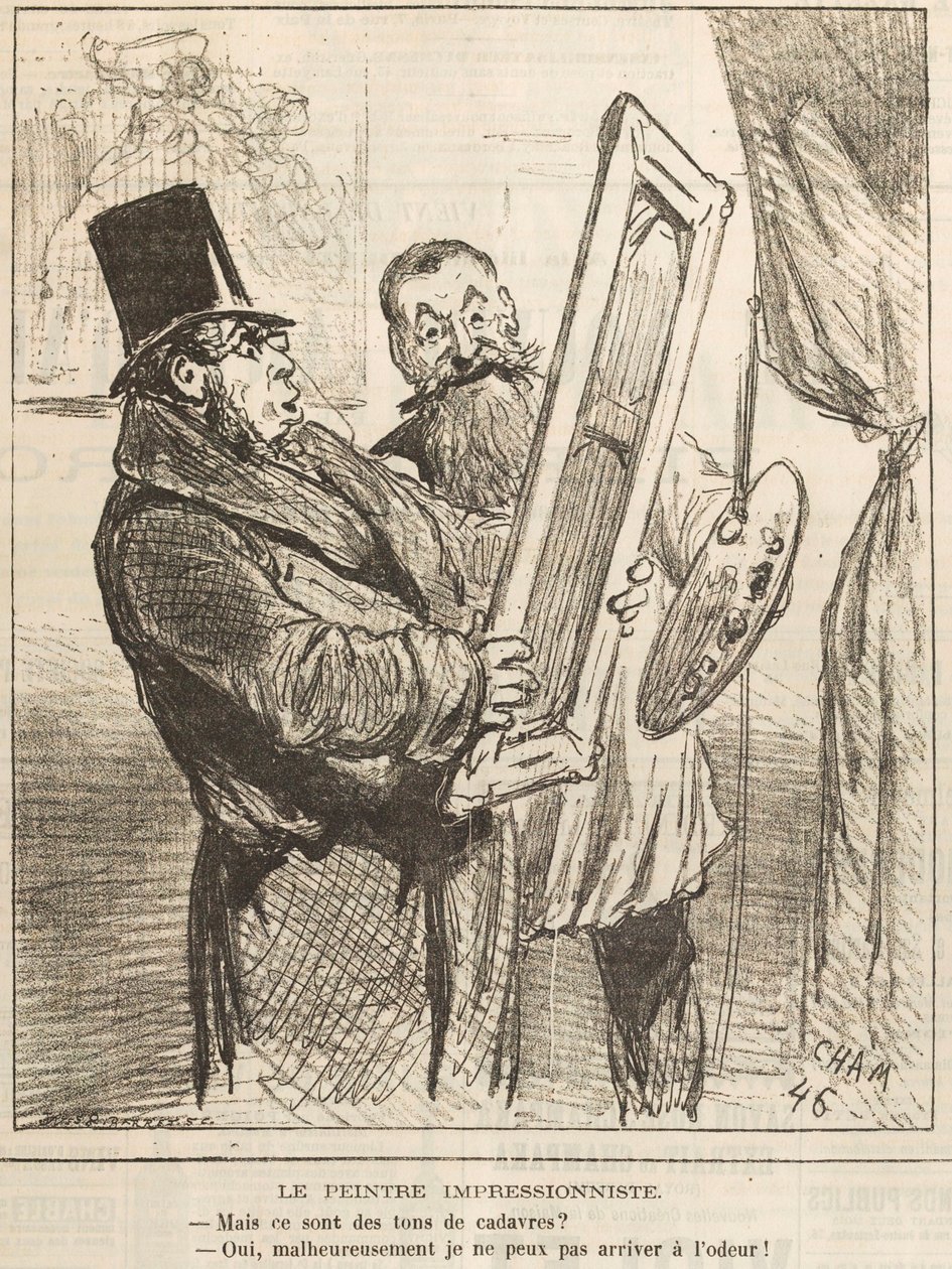 Az impresszionista festő: De ezek hullahangok..., 1877. alkotó: Cham