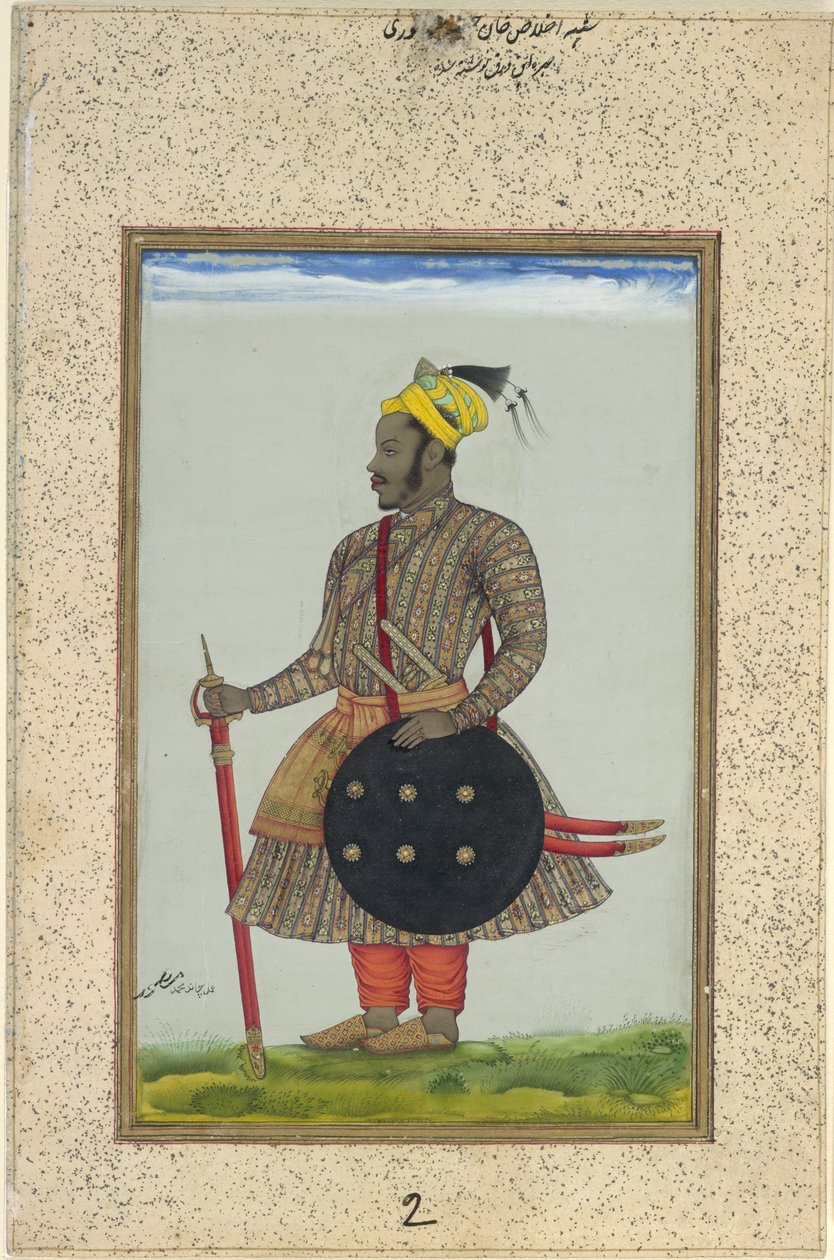 Ikhlas Khan, egy abesszin tiszt az „Adil Shahi-dinasztia” szolgálatában, 1640 körül (guache, arannyal a papíron) alkotó: Chand Muhammad