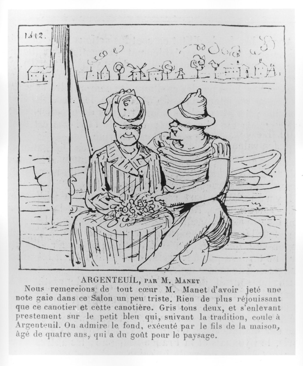 Argenteuil, Monsieur Manet, karikatúra a „La Revue Comique du Salon de 1875”-ből alkotó: Charles Albert d Arnoux Bertall