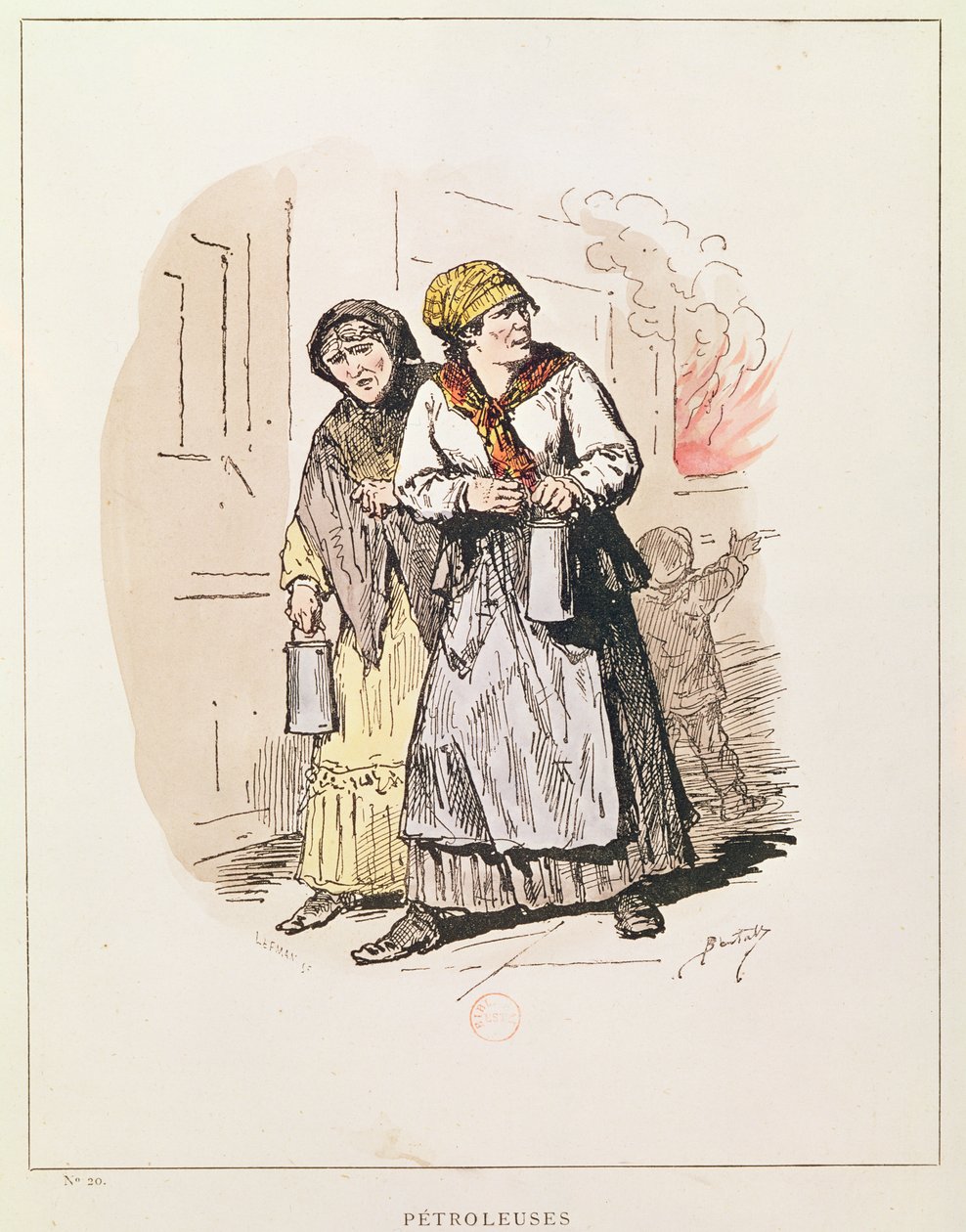 A kommün két petroleusa, 1871 (színes metszet) alkotó: Charles Albert d Arnoux Bertall