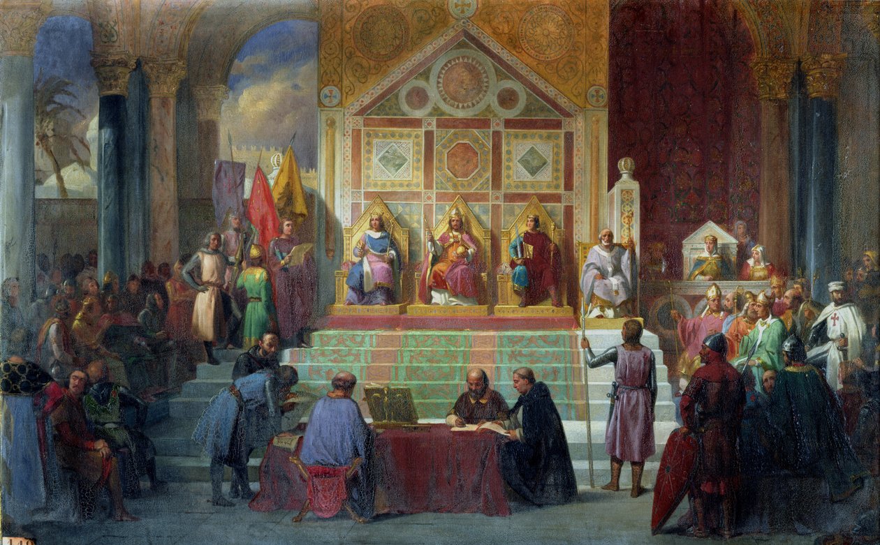 A keresztes lovagok gyülekezése Ptolemaisban 1148-ban, 1840-ben alkotó: Charles Alexandre Debacq