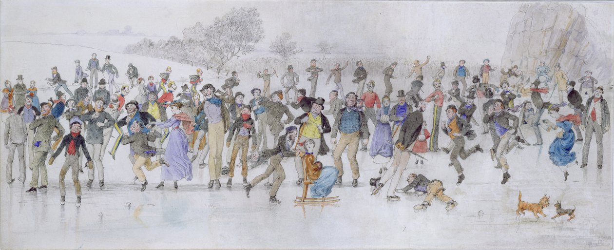 Korcsolyázási jelenet (toll, tinta és wc papíron) alkotó: Charles Altamont Doyle