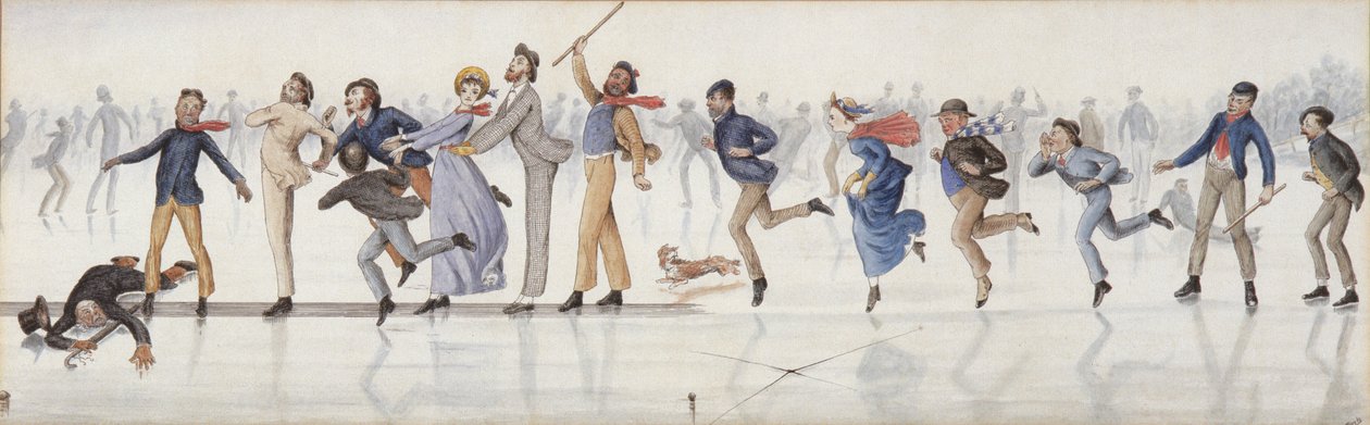 Téli szórakozás! Csúszda a Duddingston Loch-on Edinburgh közelében (wc papíron) alkotó: Charles Altamont Doyle