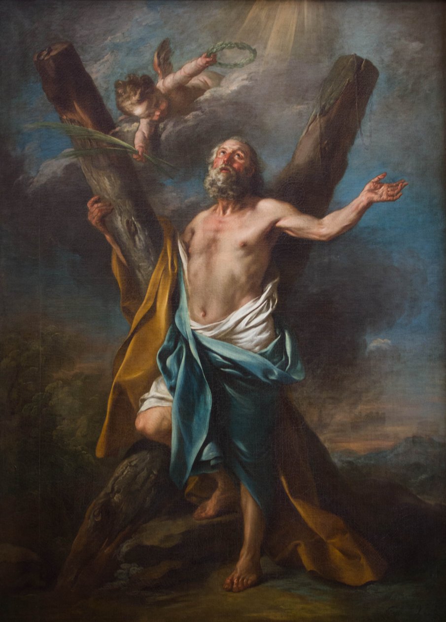 Szent András átölelte a keresztjét alkotó: Charles André van Loo