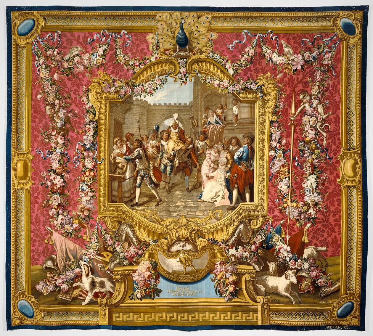 Sancho érkezése Barataria szigetére, 1772 (selyem és gyapjú) alkotó: Charles Antoine Coypel