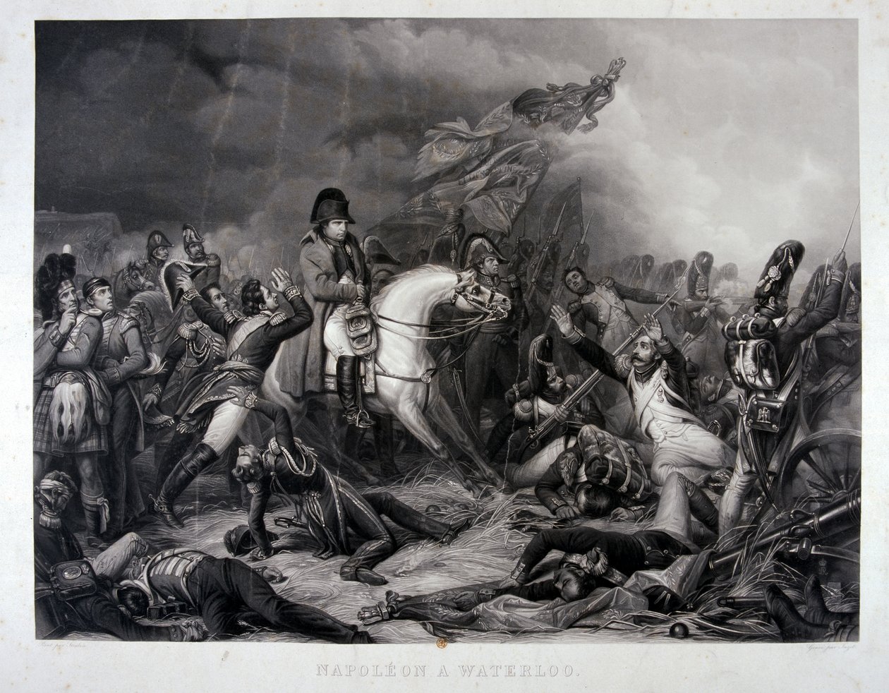 Napóleon Waterloonál, Jean Pierre Marie Jazet (1788-1871) metszete, 1870 körül (metszet) alkotó: Carl von Steuben