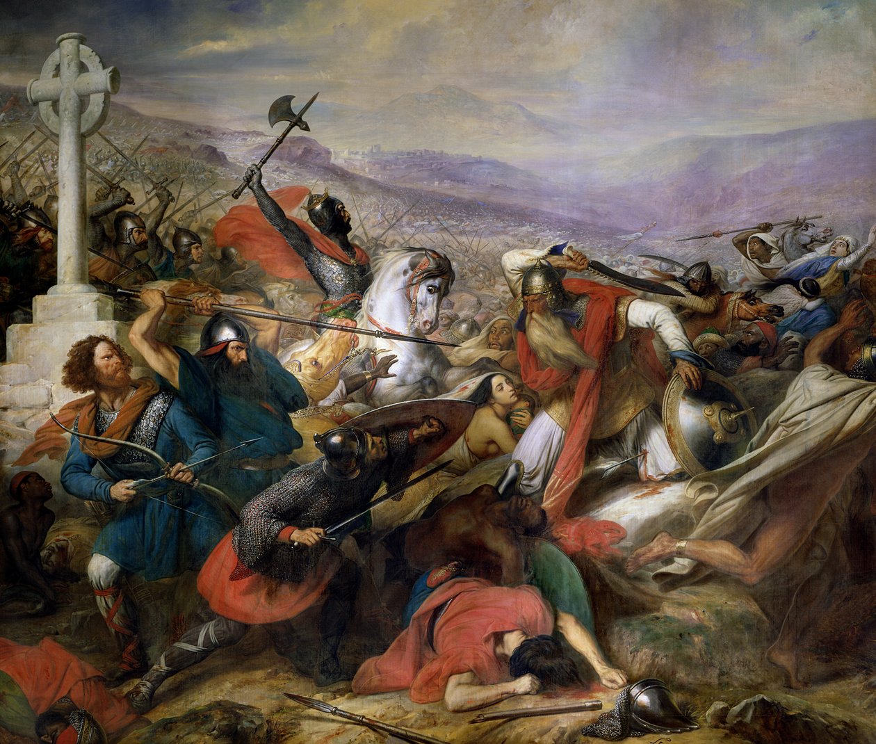 A poitiers-i csata, 732. október 25., amelyet Martell Károly (688-741) nyert 1837 alkotó: Carl von Steuben