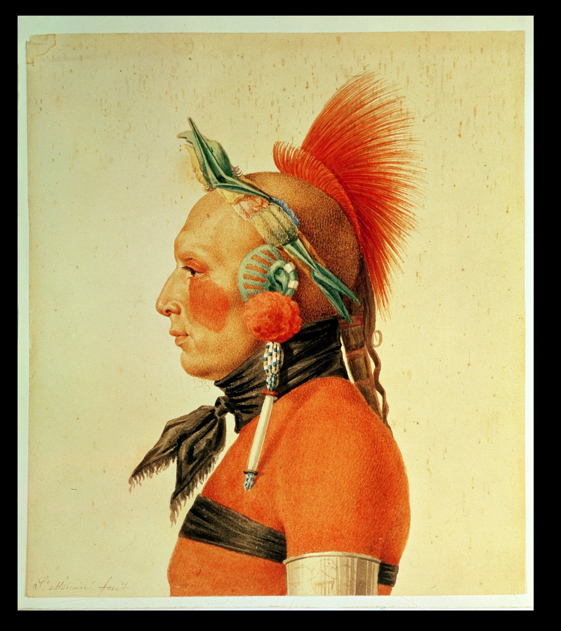 Egy Osage Warrior, 1804 alkotó: Charles Balthazar Julien Févret de Saint Mémin