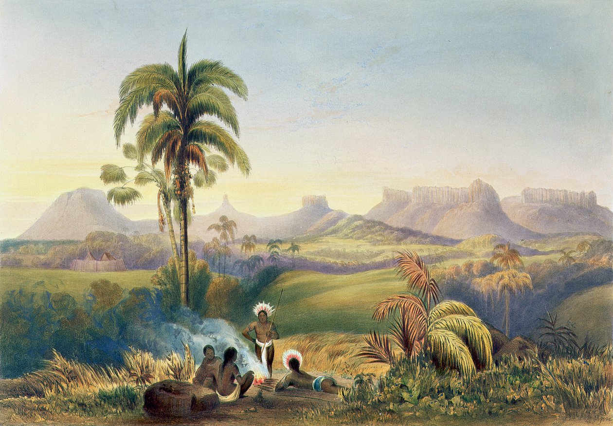 Roraima, egy figyelemre méltó homokkő-hegység Guyanában, a „Nézetek Guyana belsejében” című művéből, George Barnard (fl.1832-90) pub által metszett. Ackermann, 1840 alkotó: Charles Bentley