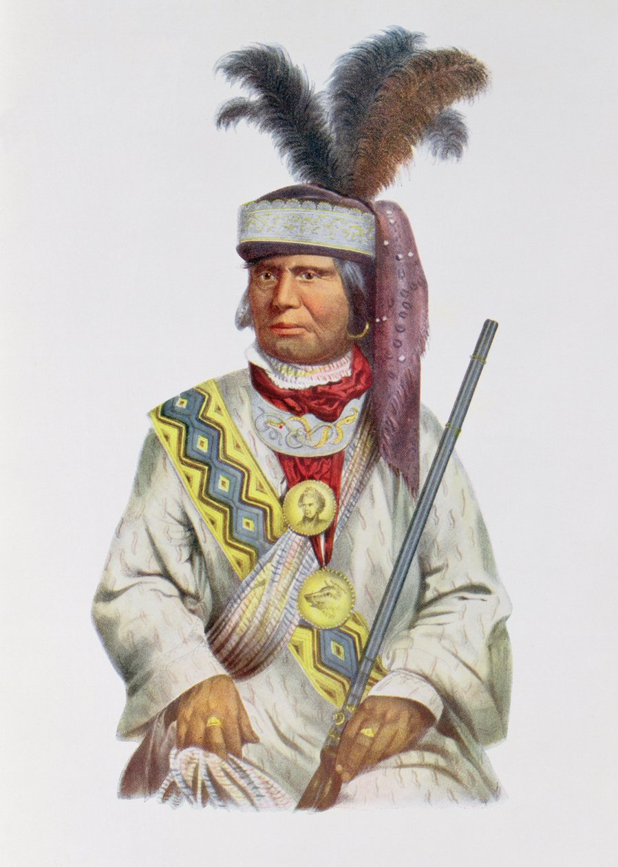 Halpatter-Micco vagy Billy Bowlegs, a Seminole Chief, 1825 körül, illusztráció a „The Indian Tribes of North America, Vol.2”, Thomas L. McKenney és James Hall, pub. írta John Grant alkotó: Charles Bird King