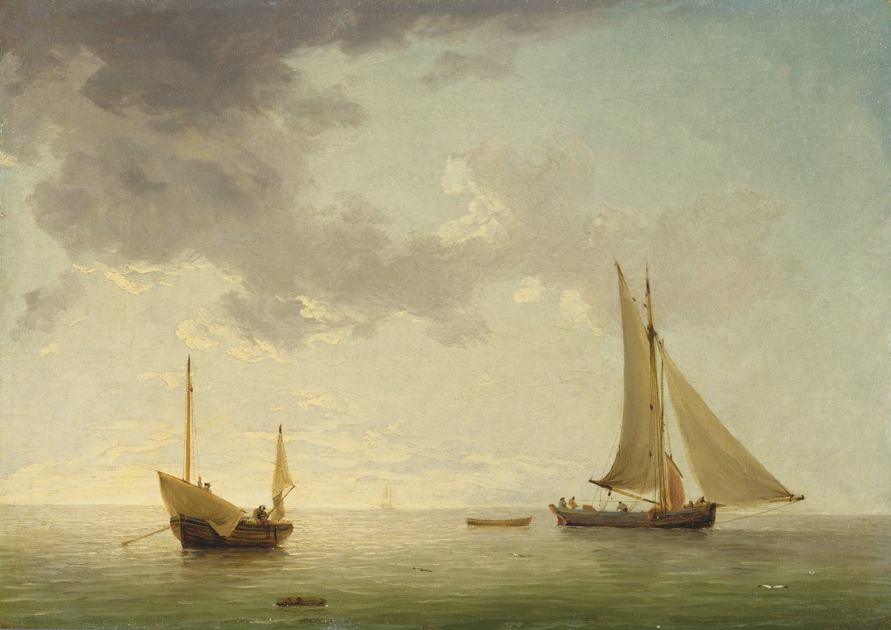 Egy Lugger és egy Smack könnyű levegőben (olaj, réz) alkotó: Charles Brooking