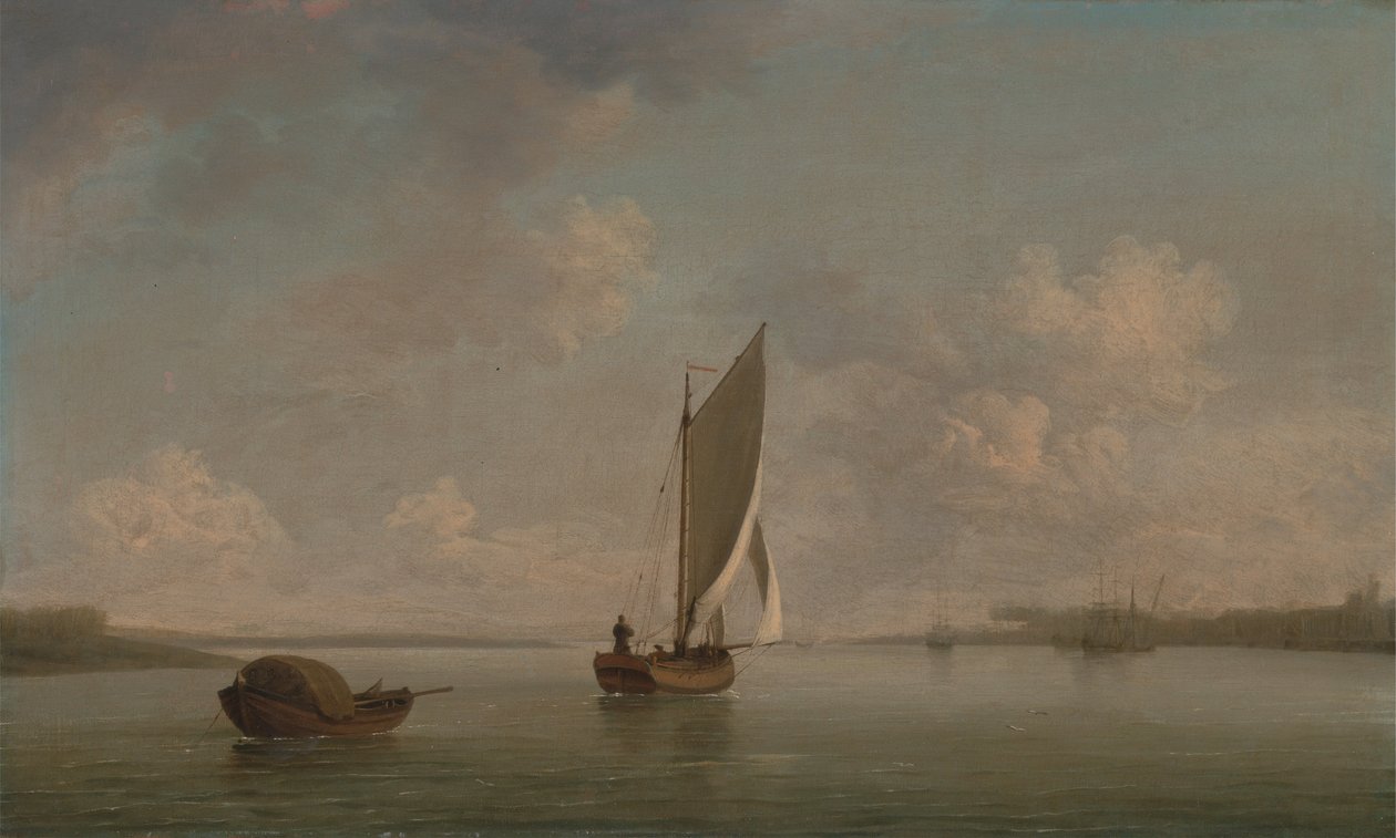 A Smack Under Sail egy könnyű szellő a folyóban alkotó: Charles Brooking