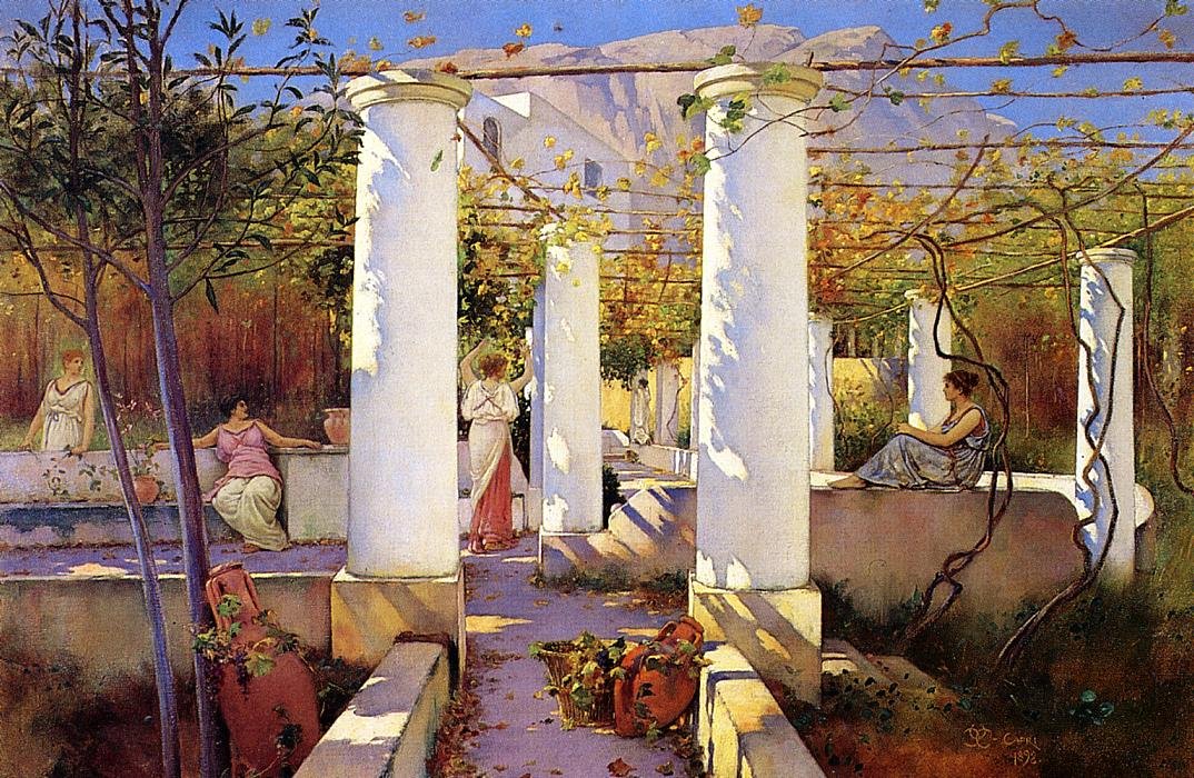 A szőlő árnyékában, Capri alkotó: Charles Caryl Coleman